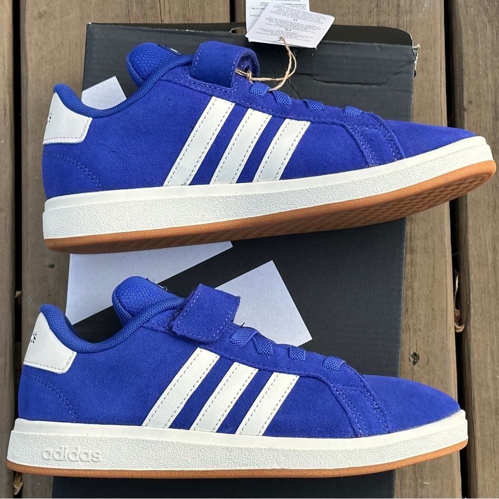 Adidas Grand Court Little Kids Sneakers 11K 12K Blue White Gum Youth GS NEW - Picture 6 of 10